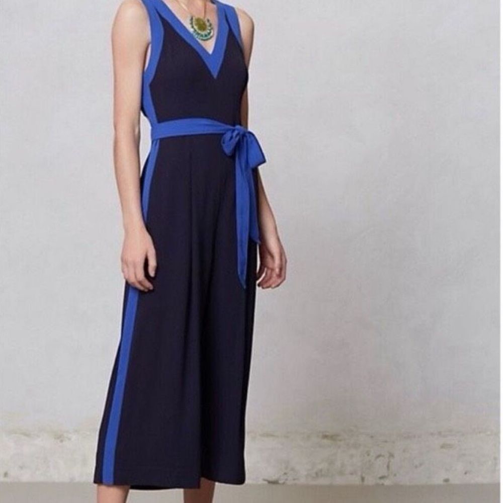 Elevenses Anthropologie Royal Blue and Navy jumpsuit